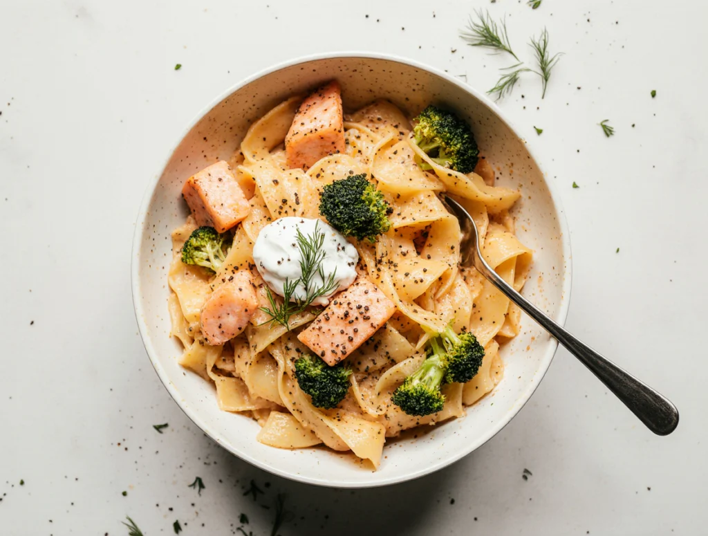 salmon and broccoli pasta