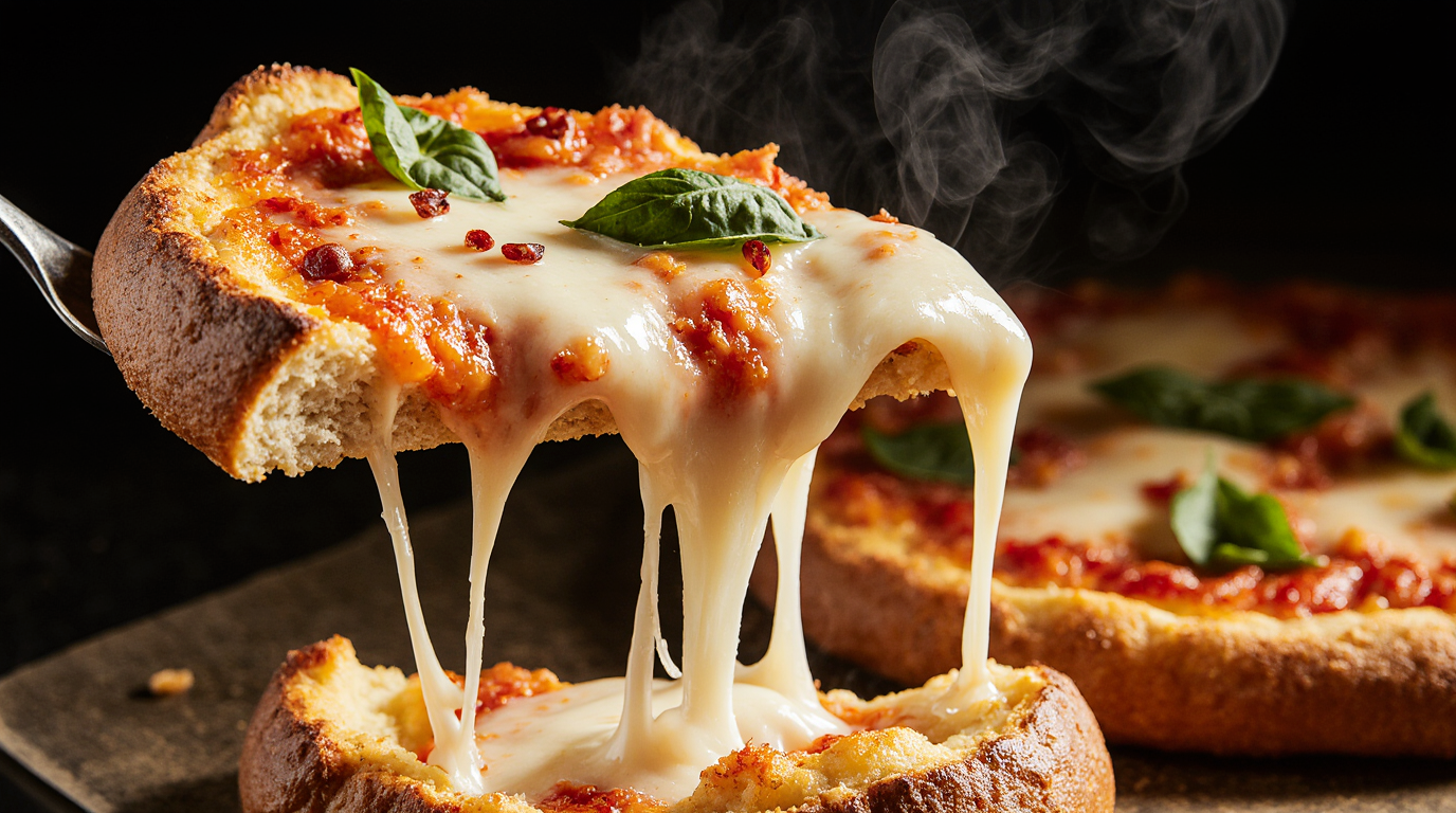 A perfectly baked, crispy and cheesy homemade french bread pizza with melted mozzarella and pepperoni on a golden crust.