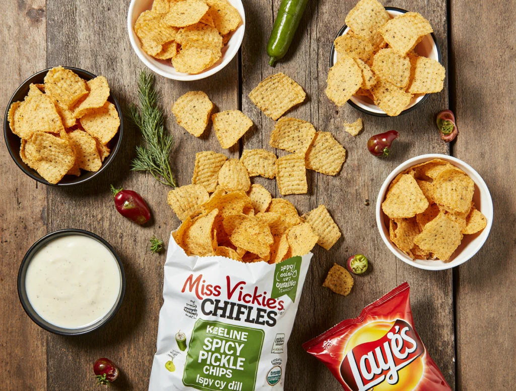 spicy dill pickle chips
