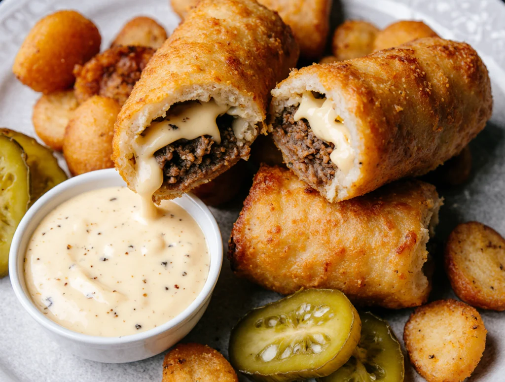 cheeseburger egg rolls